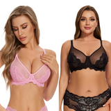 Shesways®Full Coverage Lace Minimizer Bra - 2pcs(Black+Pink)