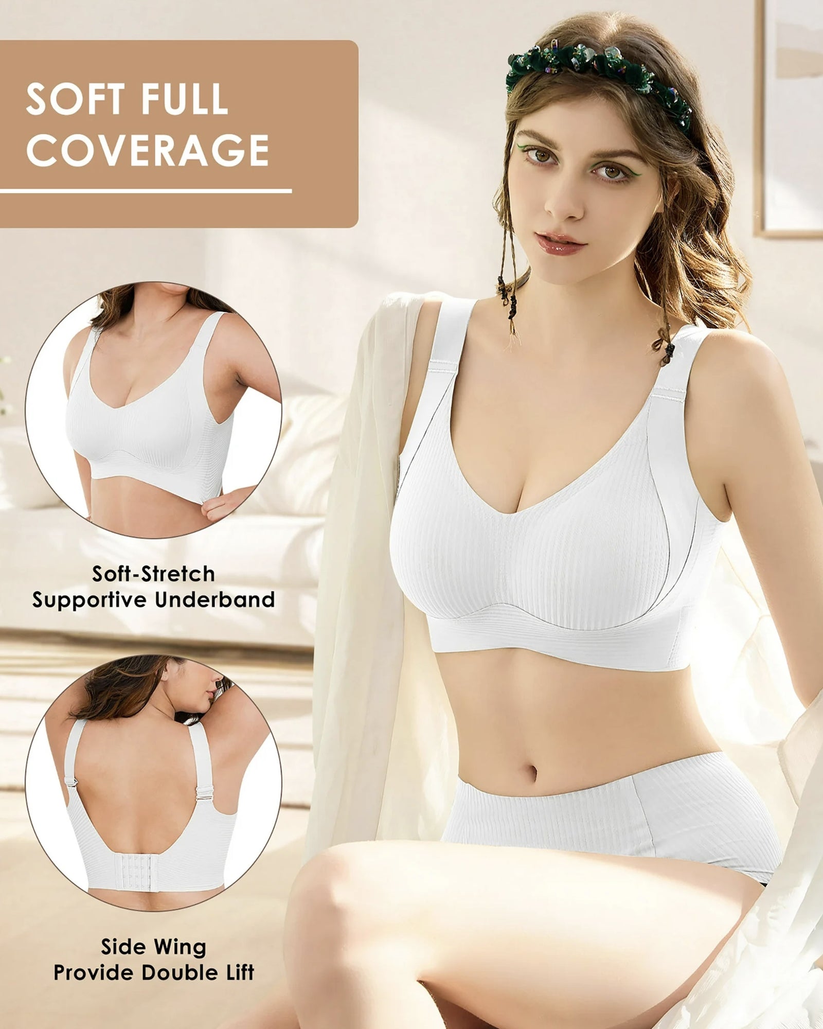 Shesways® Comfort Full Coverage Wireless Lightly Lined Bra