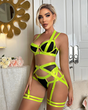 Strappy Chain Lingerie Set – Underwire Push-Up Garter Design