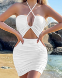 Shesways® Ruched Cut-Out Bodycon Mini Dress – Sleeveless Party & Clubwear