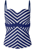 Shesways®ST TROPEZ STRIPE TANKINI TOP - Navy Blue & White Stripes