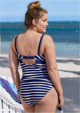 Shesways®ST TROPEZ STRIPE TANKINI TOP - Navy Blue & White Stripes