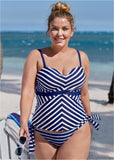 Shesways®ST TROPEZ STRIPE TANKINI TOP - Navy Blue & White Stripes