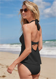 Shesways®The Uplift Halter Tankini Top - Black Beauty