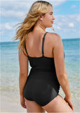 Shesways®Slimming Draped One-Piece - Black Beauty