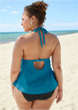 Shesways®Ruched Goddess Tankini Top - Seaside Blue