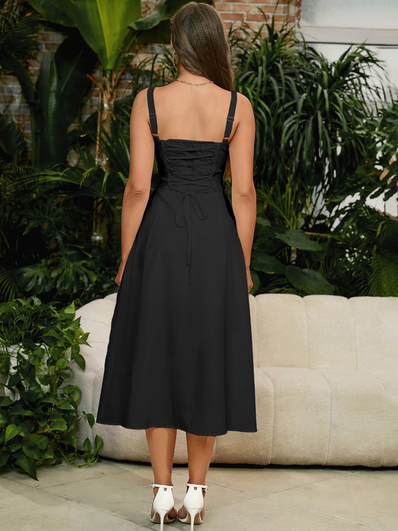 Shesways® Ruched Bust Split Thigh Cami Dress