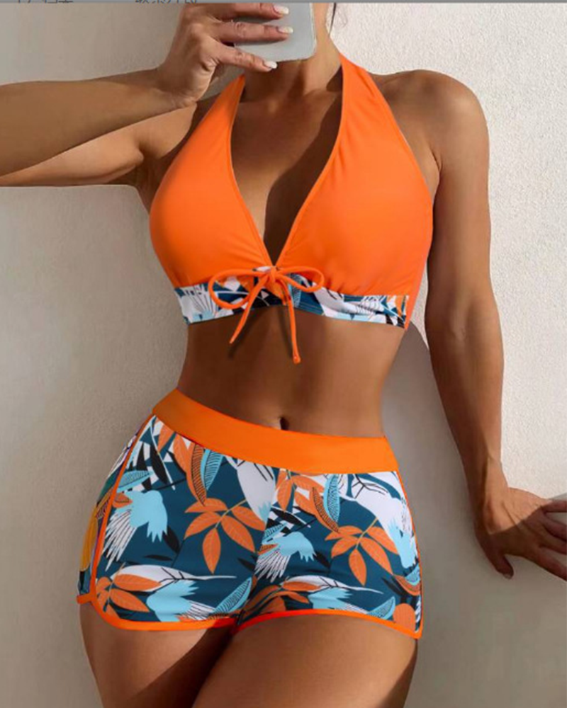 Shesways® High-Waist Patchwork Sport Bikini Set