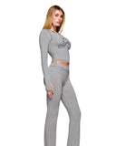 Women’s 2-Piece Activewear Set – Cropped Zip Running Jacket & Flared Stretch Pants, Lightweight Yoga Outfit