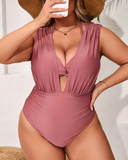 Shesways® Plus Size Bikini Top & Plunging Ruched Swim Set