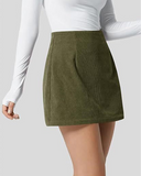 High Waisted Corduroy A-Line Mini Skirt