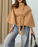 Women's Belted Woolen Cape Coat