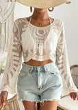 Women’s Floral Embroidery Sheer Beach Cover-Up
