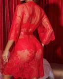 Floral Lace Robe and Lingerie Set