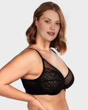 Shesways® Lace Trim Contour Bra-Black