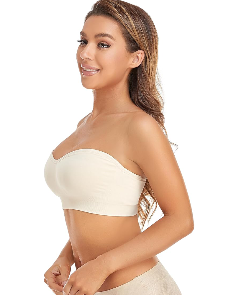 Shesways® Strapless Non-Slip Bandeau Bra – Wireless, Padded, with Removable Straps