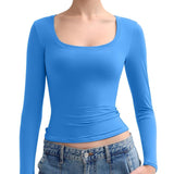 Women’s Double Layer Scoop Neck Long Sleeve Top