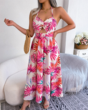 Shesways® Floral Cut-Out Maxi Dress – Sleeveless & Elegant