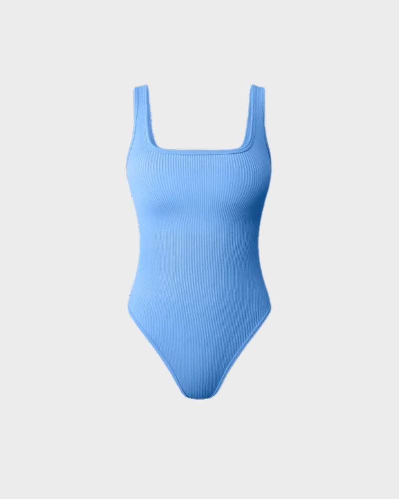 ShesWays® Wide Strap Backless Thong Bodysuit