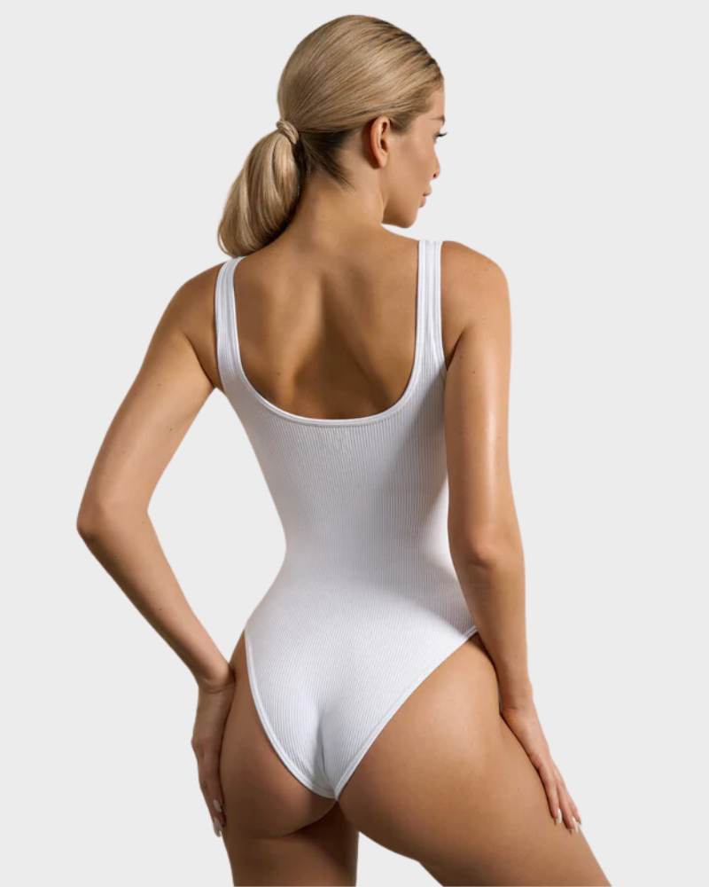 ShesWays® Wide Strap Backless Thong Bodysuit