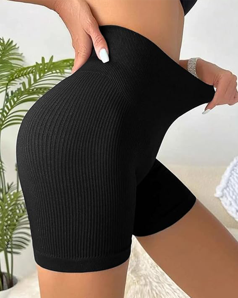 Shesways® Seamless Ribbed High Waist Workout Shortss