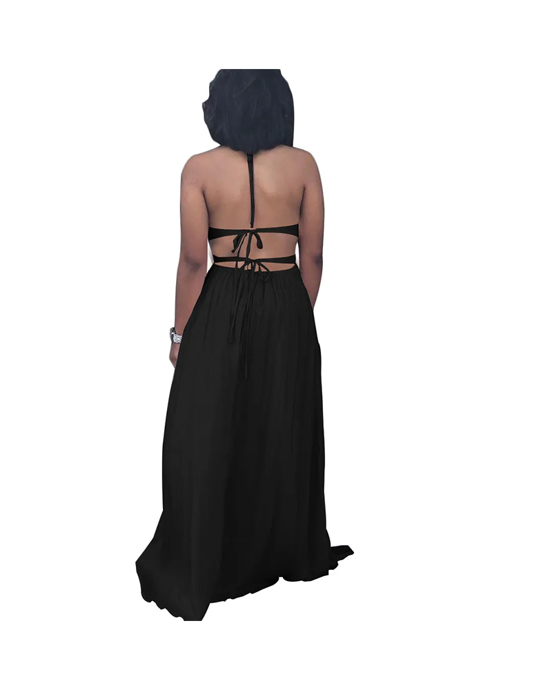 Shesways® Women's V-Neck Sleeveless Floor-Length Dress