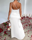 Shesways® Elegant One-Shoulder Maxi Dress with High Slit