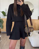 Women's Half-High Neck Long Sleeve Knit Sweater Dress