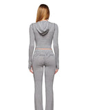 Women’s 2-Piece Activewear Set – Cropped Zip Running Jacket & Flared Stretch Pants, Lightweight Yoga Outfit