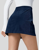 High Waisted Corduroy A-Line Mini Skirt