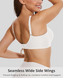 Shesways® Seamless Deep V Wireless Push-Up Bra – Scalloped, Soft Support, Back Smoothing Bralette