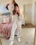 Women’s Christmas Loungewear Set – Tree & Bow Print Two-Piece Pajamas, Long Sleeve Top & Pants