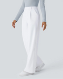 Flex High-Waisted Straight-Leg Work Pants – 4-Way Stretch Business Casual Pants with Pockets
