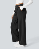 Flex High-Waisted Straight-Leg Work Pants – 4-Way Stretch Business Casual Pants with Pockets