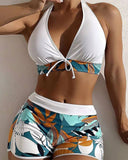Shesways® High-Waist Patchwork Sport Bikini Set