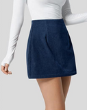 High Waisted Corduroy A-Line Mini Skirt