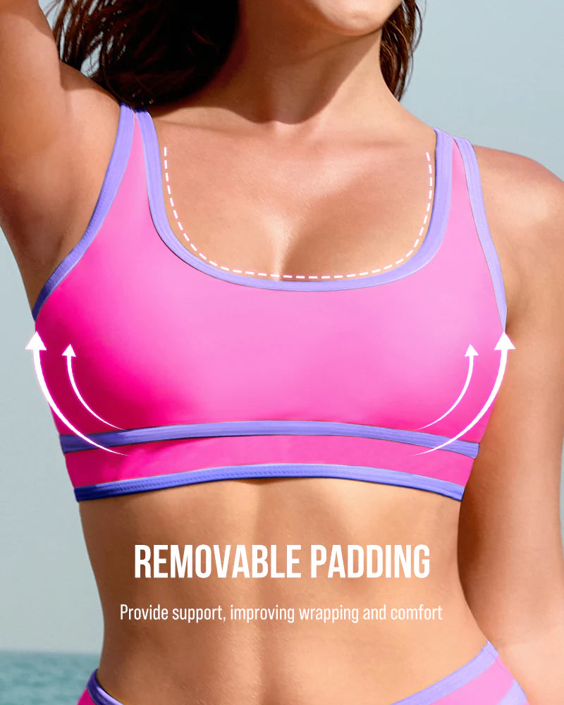 Shesways® Sporty Color Block High Waist Bikini Set