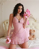 Polka Dot Ruffle Hem Pajama Set