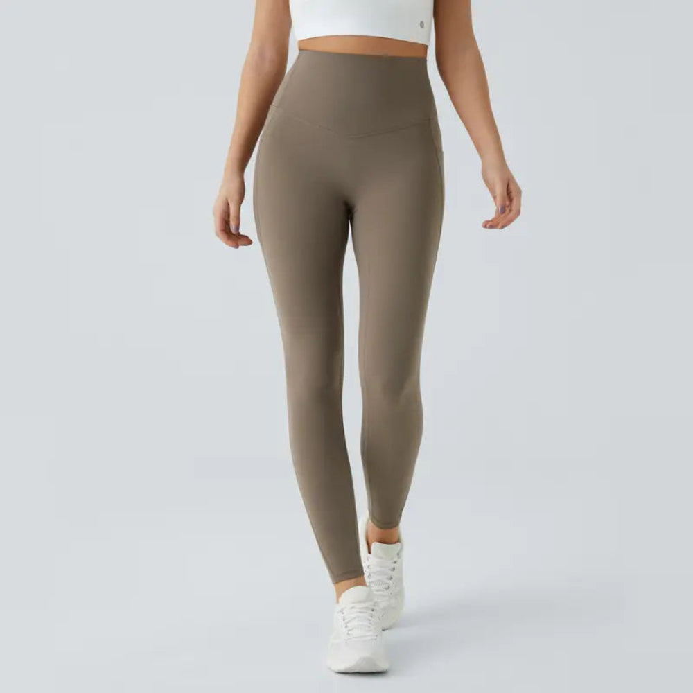 High Waisted Tummy Control Leggings with Side Pockets – 4-Way Stretch.