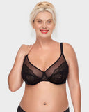 Shesways® Lace Trim Contour Bra-Black