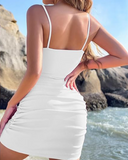 Shesways® Cut-Out Ruched Bodycon Mini Dress – Sexy Sleeveless Clubwear