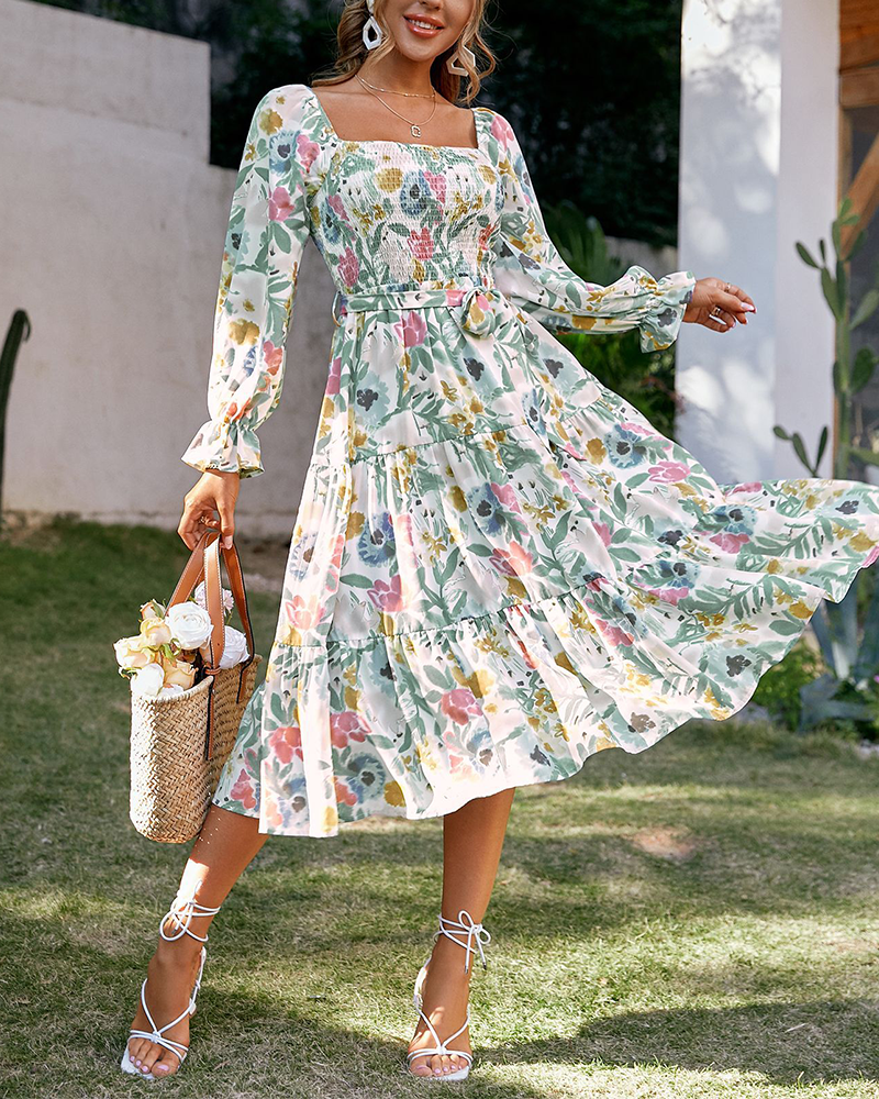 Shesways® Vintage-Inspired Belted Maxi Dress