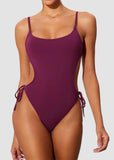 Scoop Neck Backless One Piece Swimsuit – Adjustable Straps, Fully Lined