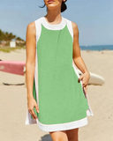 Shesways® Women’s Colorblock 2-Piece Set — Sleeveless Crewneck Top & Matching Shorts with Pockets