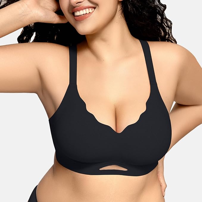 Shesways® Scalloped Wireless Bras with Mesh