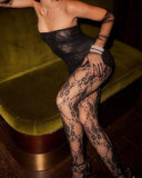 See-Through Strapless Lace Bodycon Dress & Stockings Set