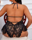 Women's Lace Deep V Teddy Bodysuit – Sexy, Comfy Open Crotch Lingerie