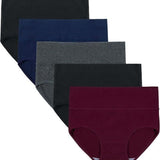 Women’s High Waisted Cotton Panties 5-Pack – Soft, Breathable Full Coverage Briefs