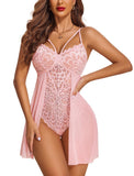 Shesways® Floral Lace Snap Crotch Babydoll – Sexy Mesh Lingerie Nightgown for Women