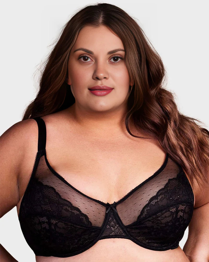 Shesways® Lace Trim Contour Bra-Black